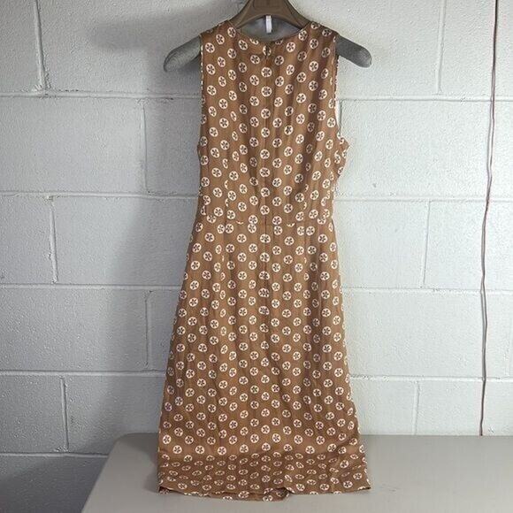 NEW Ann Tayler Petite Floral Tie Waist Sheath Dress Sz 2 midi Tan/White printed - Picture 6 of 7